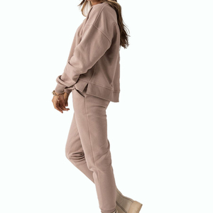 Sweats à capuche imprimés et brodés pour femmes sweat-shirt surdimensionné logo personnalisable en usine épaule tombante 2 pièces - Product Image 5