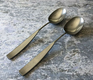 Ensemble de 2 cuillères de mariage en acier inoxydable de l'Inde au design simple, idéales pour la vaisselle d'hôtel, les ustensiles de cuisine, les accessoires de table - Product Image 6