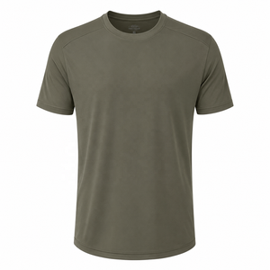 <b>Men's</b> Black Short Sleeve O-Neck T-Shirt Regular Fit Solid Color Casual Jersey Cotton Plain Dyed - Product Image 1