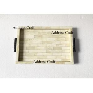 Bandeja para servir con incrustaciones de hueso rectangulares hechas a mano de alta calidad, bandejas para servir desayuno en el hogar, Hotel, restaurante, nuevo diseño para - Product Image 1