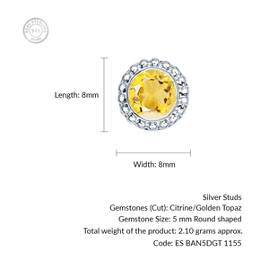Pendientes Románticos de Citrino Natural con Engaste de Bisel, Plata de Ley Chapada en Rodio, Regalo para Compromiso, Boda o Aniversario - Product Image 3