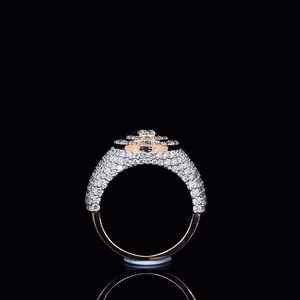 Mens iced out hip hop ring wide band moissanite <b>cluster</b> multi halo pave setting gold plated s925 silver wholesale - Product Image 6