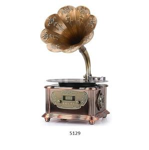 เครื่องเล่นแผ่นเสียงโบราณเครื่องเล่นแผ่นเสียงขนาดเล็กพร้อมลำโพงบลูทูธสำหรับตกแต่งบ้านและไอเดียของขวัญ - Product Image 1