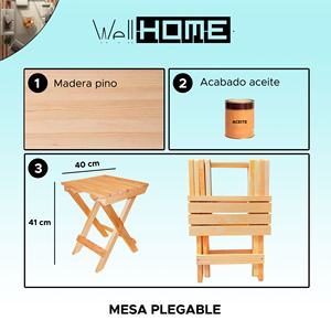 โต๊ะพับสำหรับสวน WELL HOME แบบเคลือบน้ำมัน สำหรับใช้งานกลางแจ้ง - Product Image 2