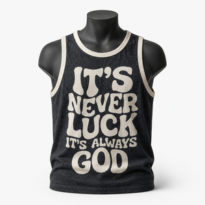 Camiseta sin Mangas de Algodón Negra para Hombre con Estampado de Letras Blancas, Cuello Redondo, Estilo Casual - Product Image 1