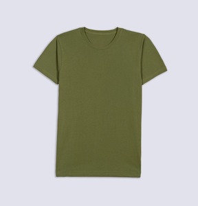 เสื้อยืดผู้ชายสีเขียวมะกอก ทรงปกติ แขนสั้น สวมใส่สบาย ระบายอากาศได้ดี ผ้าฝ้าย 100% คอกลม ผ้าเจอร์ซีย์ถัก สีพื้น ทรงโอเวอร์ไซส์ - Product Image 1