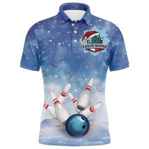 New High Quality Printed Personalized Anti-Bacterial Waterproof <b>Bowling</b> Polo <b>Shirts</b> for Men 100% Polyester Custom Team Bowlers - Product Image 1