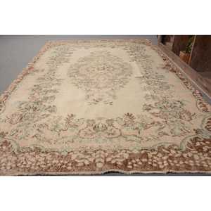 พรมขน9.5ft เทอร์กิชวินเทจสีน้ำตาลเบจ5.6 x ถักทอแบบเรียบสำหรับตกแต่งห้องนั่งเล่นห้องโถงใช้น้ำยาง - Product Image 2