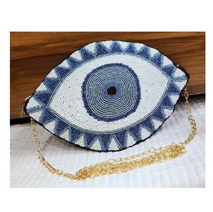 Bolso de mano de viaje de noche con cuentas hecho a mano de diseñador de estilo bohemio indio para mujer - Product Image 3