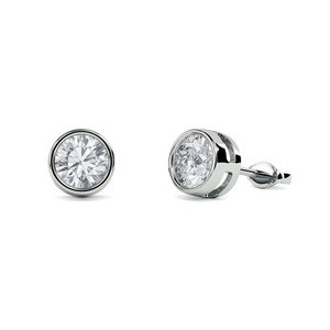 Pendientes de diseñador con diamantes de talla redonda engastados en bisel, 0.30 ct, diamantes cultivados en laboratorio en platino, para ocasiones especiales y fiestas. - Product Image 2