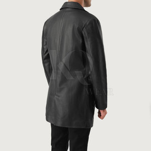 Elegante Gabardina de Cuero para Hombre, Diseño Largo Moderno, Material Premium, Perfecta para la Moda Urbana, Uso Diario en Invierno - Product Image 2