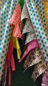 Wholesale Boho <b>Vintage</b> Sari Silk Blend <b>Curtains</b> Sheer Multi-Color Fringe Drapes for Cottage, Living Room, Kitchen & Bedroom Home - Product Image 5