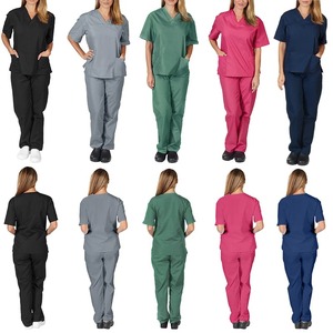 Nueva enfermera, ropa informal de manga corta con cuello en V para mujer, Top de farmacia, trabajo médico, Hospital, médico, uniforme de enfermería, conjunto de dos piezas - Product Image 1