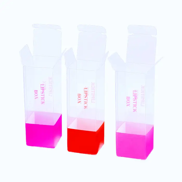 Boîte de rouge à lèvres transparente emballage cosmétique en plastique PVC boîte d'emballage PET imprimée personnalisée