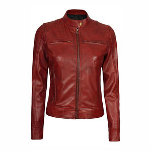 Chaqueta de Cuero para Mujer, Elegante, Hecha en Fábrica, 100% Cuero Puro, de Alta Calidad, Transpirable, de Lujo - Product Image 3