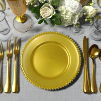 13 Zoll Goldrand Perlenbesetzte Dekorative Platzteller Mehrfarbig Kunststoff Acryl Umweltfreundlich Langlebig für Hochzeit Dinner Party