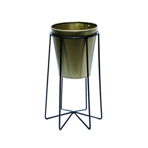 Maceta moderna de metal con forma redonda, con soporte para flores y jardineras personalizadas para jardín, con soporte de metal - Product Image 2