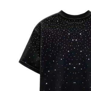 Nouveauté 2026 T-shirts personnalisés avec strass, T-shirts noirs unis, T-shirts avec logo de marque personnalisé, T-shirts avec strass pour hommes - Product Image 3