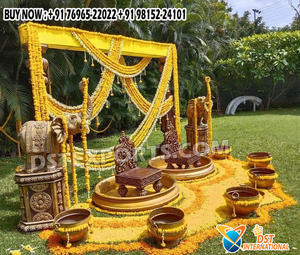 Decoraciones Tradicionales para Bodas al Aire Libre, Decoración para Ceremonias Tel Baan en Bodas del Sur de la India, Incluyendo Ceremonias de Haldi y Pithi - Product Image 5