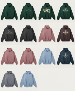 Sweats à capuche graphiques surdimensionnés unisexe Mountain Explore Wave Designs 100% coton automne écologique - Product Image 5