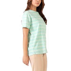 Streetwear décontracté femme impression personnalisée vente en gros femme à la mode rayé col rond manches courtes - Product Image 3