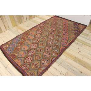 Tapis turc 5x9,3 pieds, tapis vintage en laine rouge et bleu style sud-ouest - Product Image 1