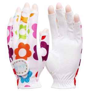 Gants de golf sans doigts pour femmes en maille respirante de qualité supérieure, gants de golf antidérapants en cuir véritable, gants de golf par sublimation - Product Image 1
