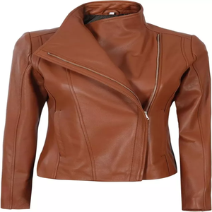 Chaqueta de Moda con Cremallera de Cuero Brillante, Chaqueta de Cuero Vacuno Brillante, Venta al por Mayor, Chaqueta de Mujer Suave y Cálida de Alta Calidad - Product Image 2