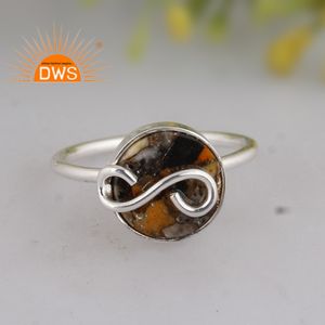 Vente chaude Fine Sterling Silver Natural Mojave Copper Oyster Turquoise Gemstone Bague empilable Fabricant de bijoux personnalisé - Product Image 5