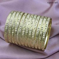 Lots Mode de Joncs Remplis d'Or 14K 18K 24K, Lots de Joncs Traditionnels Plaqué Or, Bijoux Remplis d'Or en Laiton Oro Joyeria