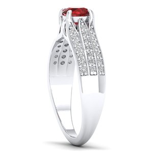 แหวนหมั้น REYES Dainty เงินแท้ 925 ประดับเพชรโมอิสซาไนต์ VVS คุณภาพสูง ทรงกลมเจียระไนแบบบริลเลียนท์ 0.5 กะรัต พร้อมพลอยโกเมน - Product Image 3