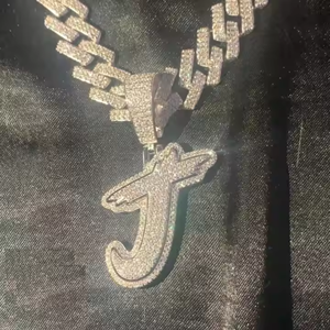 Alphabet Luxury Entièrement Iced Moissanite Diamond Pendant D VVS Studded Diamond Tester Stylish Hip-Hop Sterling Silver Charms - Product Image 2