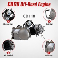 CD110 110cc 4 Stroke Air Cooled 1 Cylinder Engine Assembly Electric/Kick Start New for Road Motorcycle OEM Wholesale
