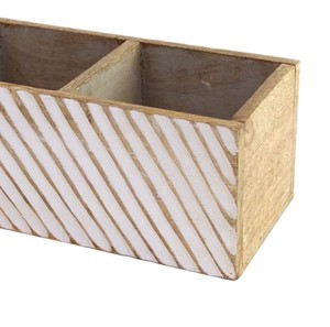 Reposapiés de cuchara de madera texturizada de línea blanca más vendidos y pinzas para ollas, soporte para utensilios de cocina para encimera, uso en restaurante - Product Image 6