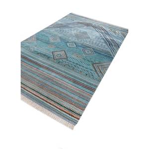 Tapis Manchaha bleu noué à la main en laine et soie de bambou, épaisseur 10 mm, rectangulaire, géométrique, pour la maison, le couloir, Les-2508, Jaipur Rugs US - Product Image 2