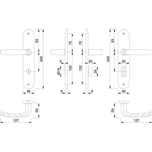 Aluminum Long <b>Plate</b> Set for <b>Doors</b> & Windows 78mm Left/Right HOPPE F1 SK/OL Atlanta 1530/273P - Product Image 3