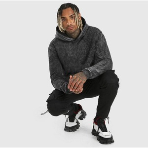 Luxe lourd 500gsm éponge coton fondu pierre lavé pull hommes sweats à capuche surdimensionné impression personnalisée Logo lavage acide hommes sweats à capuche - Product Image 3