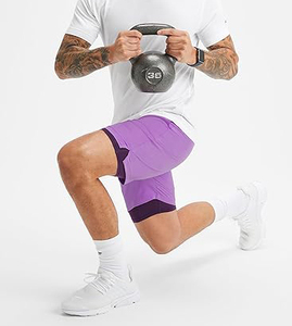 Pantalon de gym actif pour hommes, décontracté, fitness, sueur, sport, entrejambe 5 pouces, double couche, motif solide, élastique, taille moyenne, anti-rides - Product Image 4