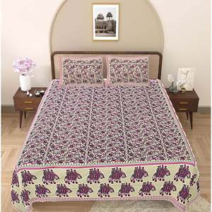 Pink 100% Cotton <b>King</b> <b>Size</b> Bedsheet with 2 Pillow Covers 240 TC Ethnic Motifs Comforter Set 3pcs Home Use (ADB1483) - Product Image 2