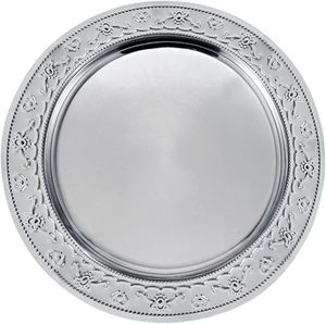 Assiette de présentation en métal texturé offrant un design de table superposé élégant pour les réceptions de mariage et les cérémonies de dîner - Product Image 1
