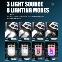 Lampe torche LED super puissante multifonctionnelle, lampe à clé magnétique, lumière COB EDC, petite lampe torche LED rechargeable mini