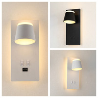 Nouvelle applique murale LED moderne nordique avec interrupteur et port de prise USB abat-jour réglable rotatif 3000K blanc chaud chambre lampe de chevet