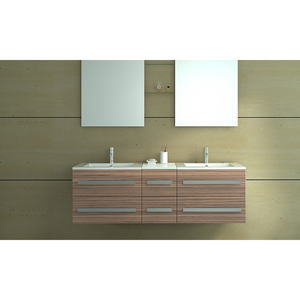 Set da Bagno Jet-Line ZRICH II per 2, Mobile Lavabo Effetto Legno Zebrato Scuro 48x150x45.5cm - Product Image 4