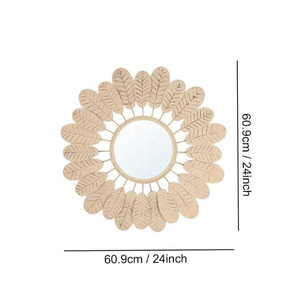 Gold Floral Handcrafted <b>Large</b> Wall Mirror Luxury Modern Antique Round <b>Framed</b> for Home Decor Bathroom Usage Made of Glass Metal - Product Image 4