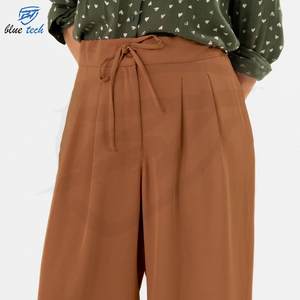 New Hot Selling Women's Mid Waist Flat Front 2 Pocket Loose Fit Casual <b>Trousers</b> Quick Dry - Product Image 5