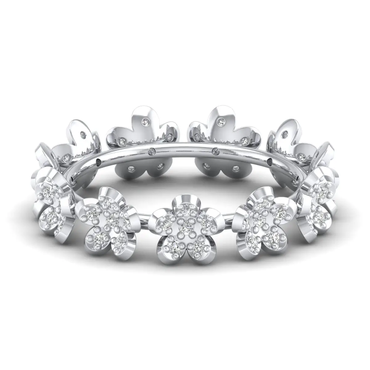 Alta Qualidade Design Floral Banda 18k Ouro Branco Moissanite Diamante Anéis Brilliant Cut Jóias Atacado Preço de Fábrica