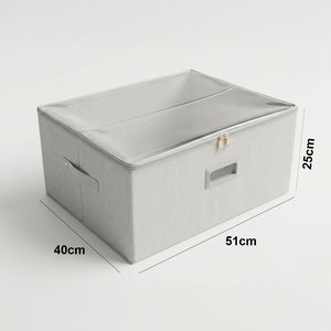 Grey Fabric Storage Box <b>with</b> <b>Lid</b> Foldable Oxford Cloth Organizer <b>Bin</b> Portable Dustproof Household Organizer - Product Image 1