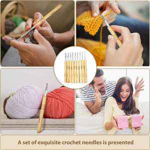 Juego de cuencos de hilo de madera de 9 piezas con dispensador de ganchos de ganchillo de metal grande y cuencos de almacenamiento para tejer manualidades y regalos - Product Image 2