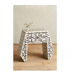 Table de chevet console moderne en incrustation d'os pour chambre à coucher par Crescent Crafts - Product Image 5