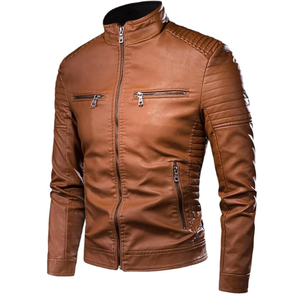 Fashion Winter Winter Mens Leather Jacket Men Fashion Motorcycle Leather Jacket <b>Cool</b> Zipper Pockets Leather Coats Clothing - Product Image 4